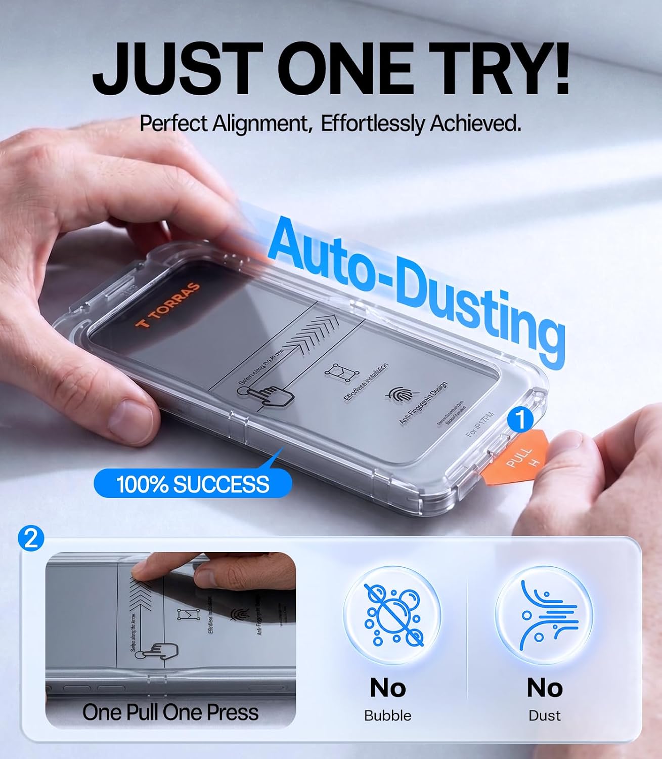 Detalle 2 de TORRAS SunView AR Screen Protector for iPhone 18 Pro, Anti-Reflective 2-Pack
