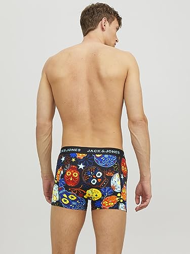 Detalle de JACK & JONES JACSUGAR Skull Trunks 3 Pack Uomo – Boxer neri in cotone con elastan