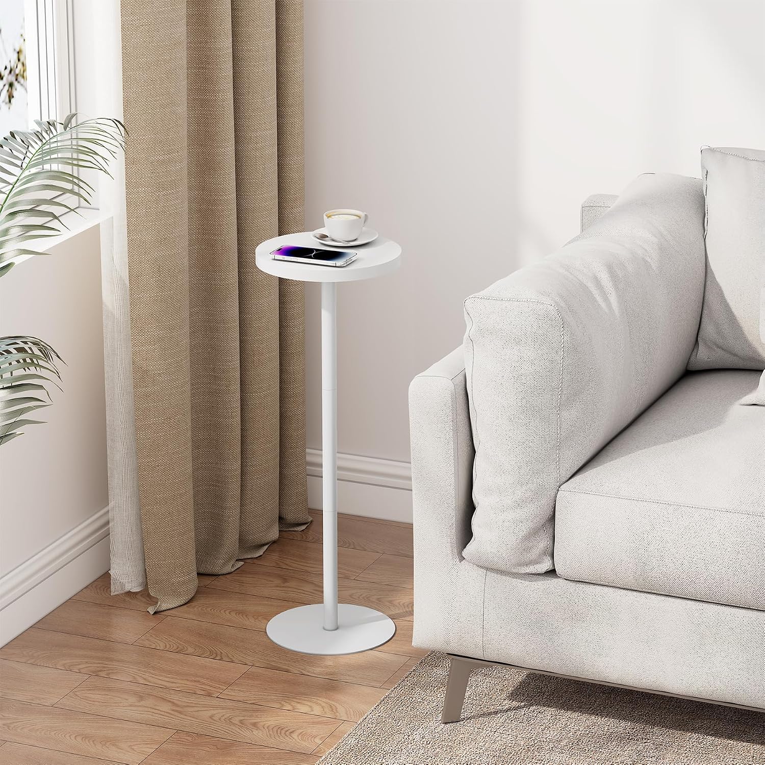 Thumbnail 6 de TUTOTAK Tall Round Side Table, Small End Table (Set of 2) – White