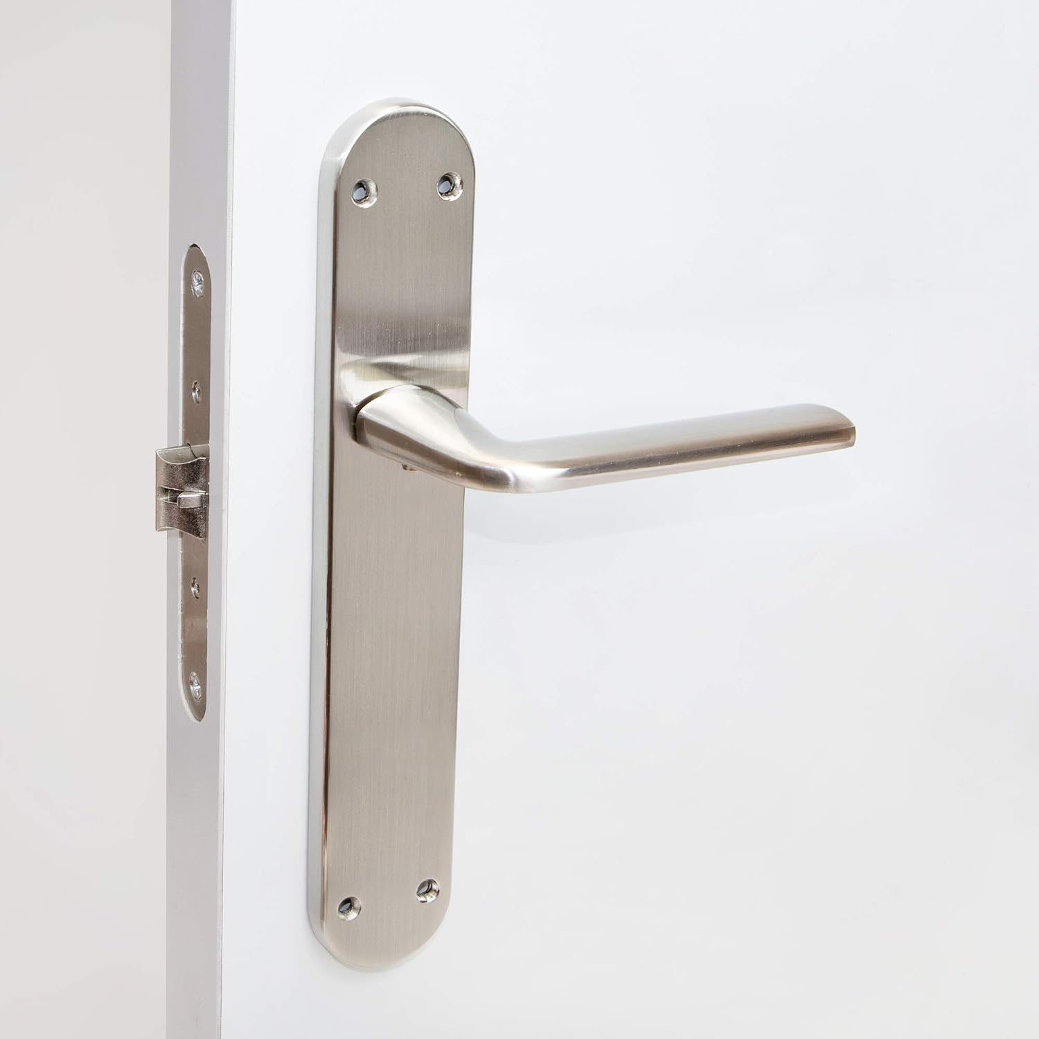 Thumbnail 2 de Emuca Poignée de porte intérieur avec plaque – 43x250 mm, Aluminium et zamak, Nickel satiné
