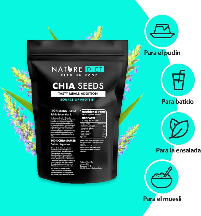 Detalle 1 de Nature Diet Semillas de chía 2x1000 g 🥗