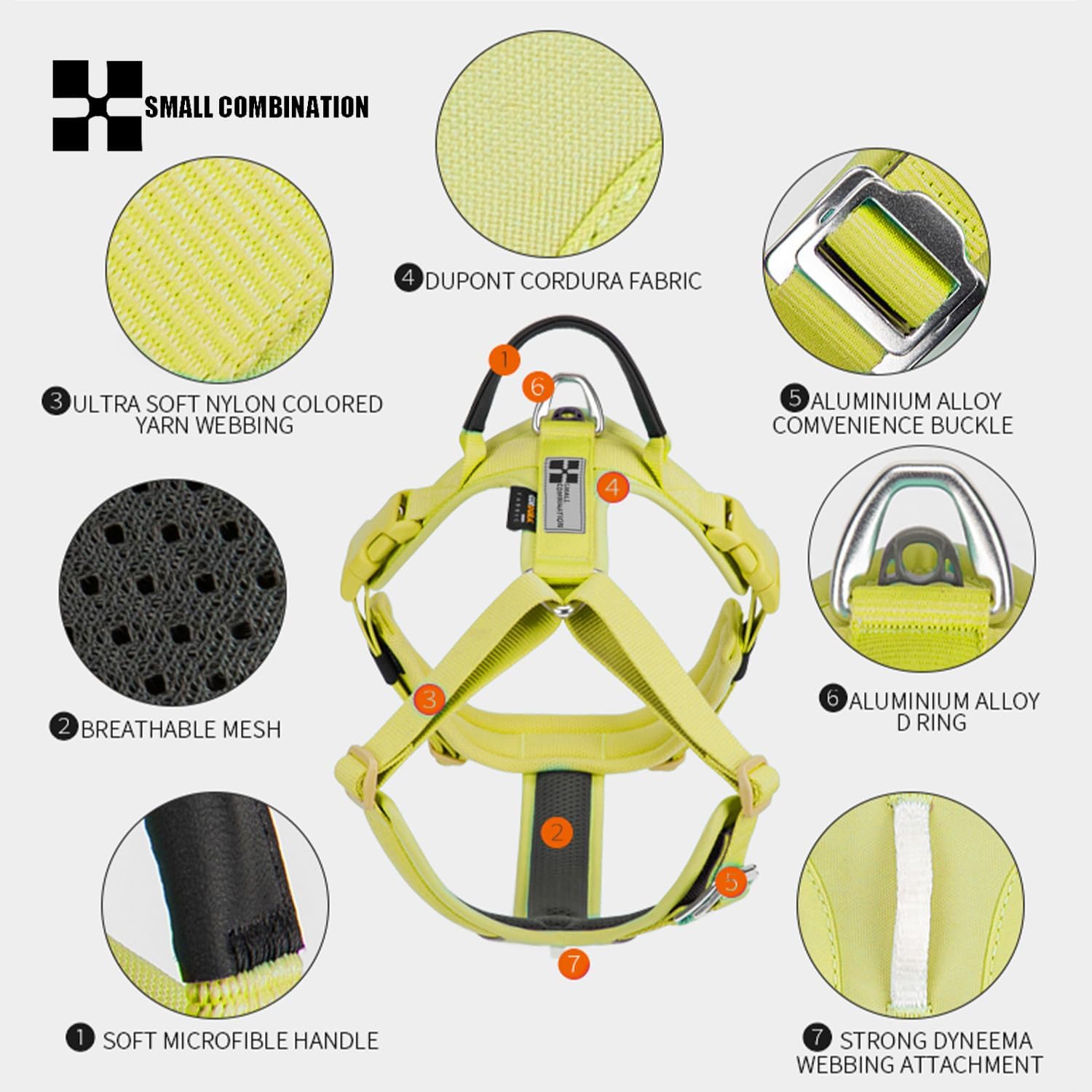 Thumbnail 3 de Small Combination No-pull Dog Harness with Adjustable Vest & Durable Handle (Lemon Yellow, XS)