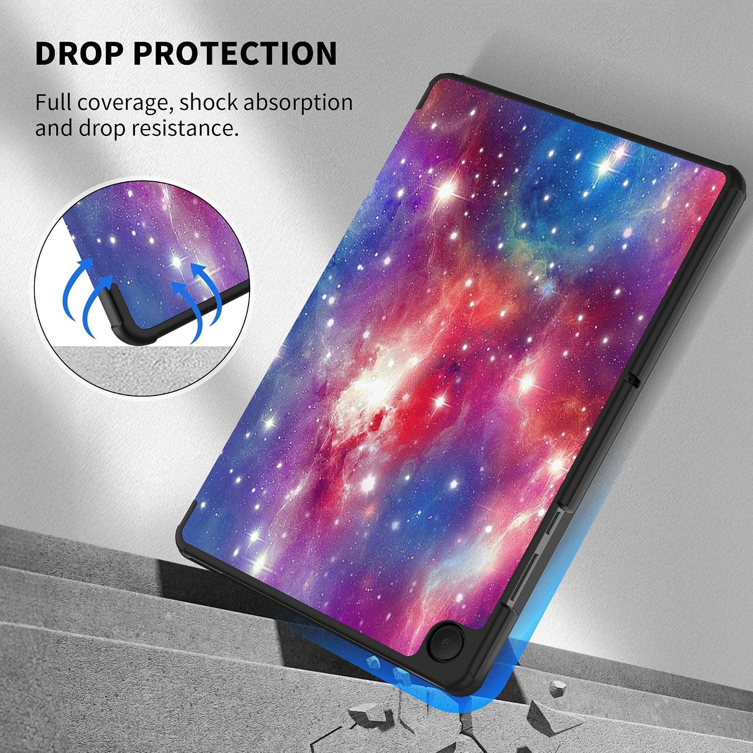 Detalle de CACOE Hülle für Samsung Galaxy Tab A11+ Plus / A9+ 11 Zoll (2025) – Ultradünne PU-Lederhülle mit Standfunktion, Schutzfolie, Auto Sleep/Wake, Lila Stern