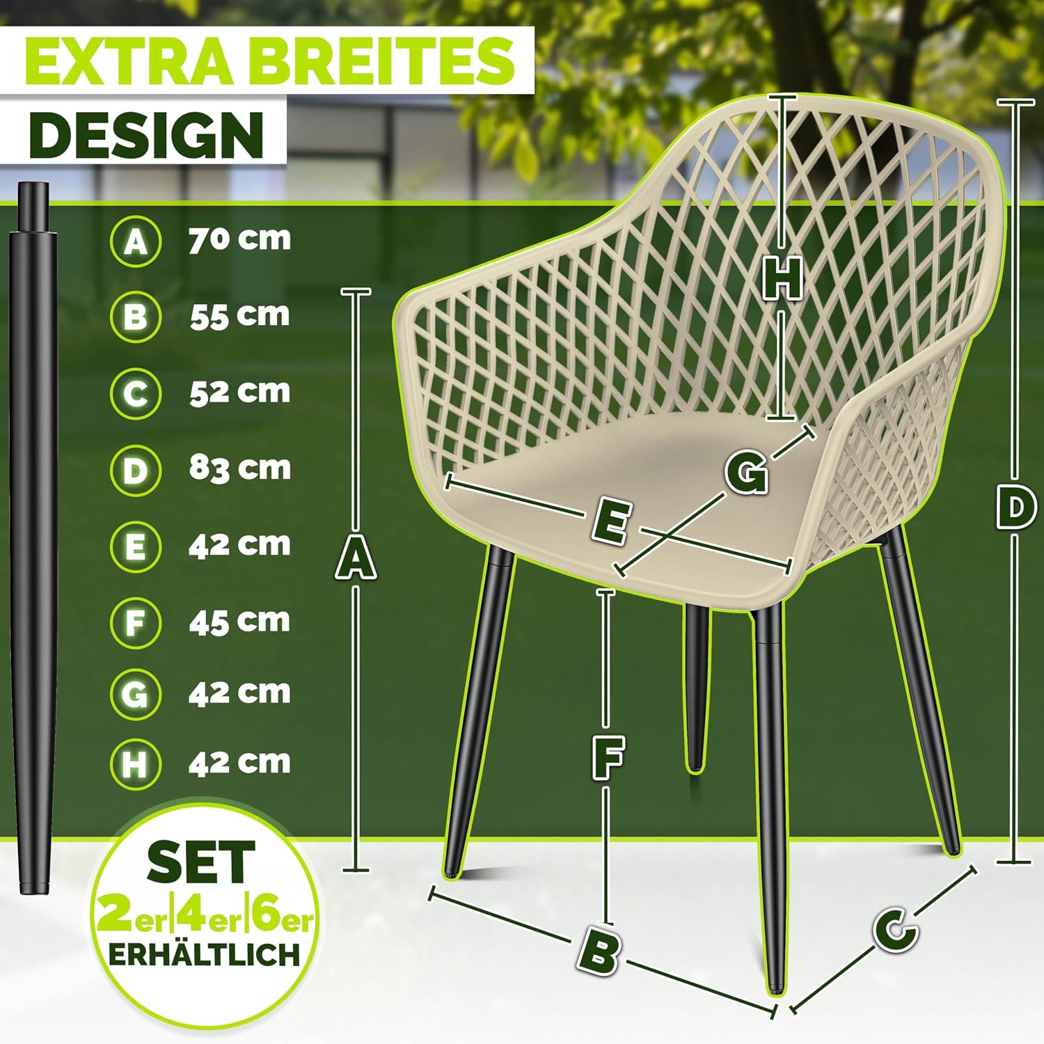 Detalle 2 de tillvex TVMVGS tuinstoelset met armleuningen, uv-bestendig kunststof