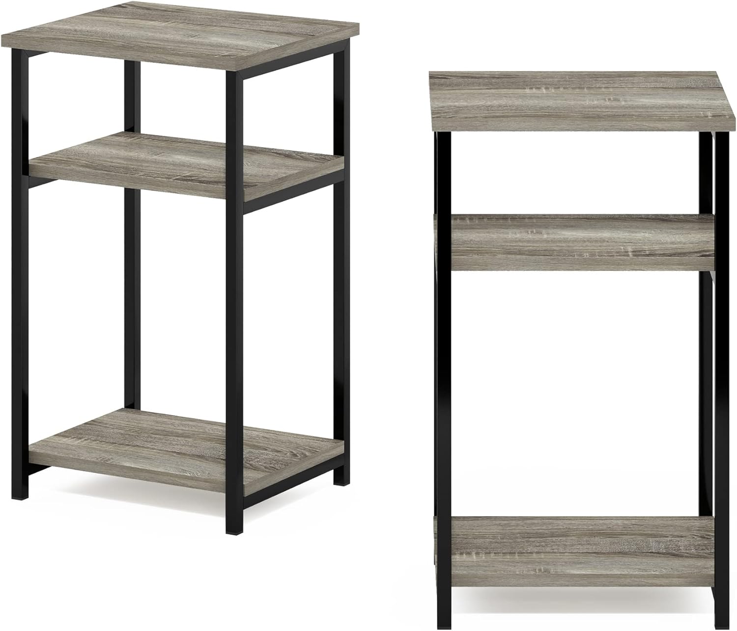 Thumbnail 6 de Furinno Solo Tavolo terminale con Struttura in Metallo e Ripiani in Legno Ingegnerizzato – Quercia Francese (Confezione da 2)