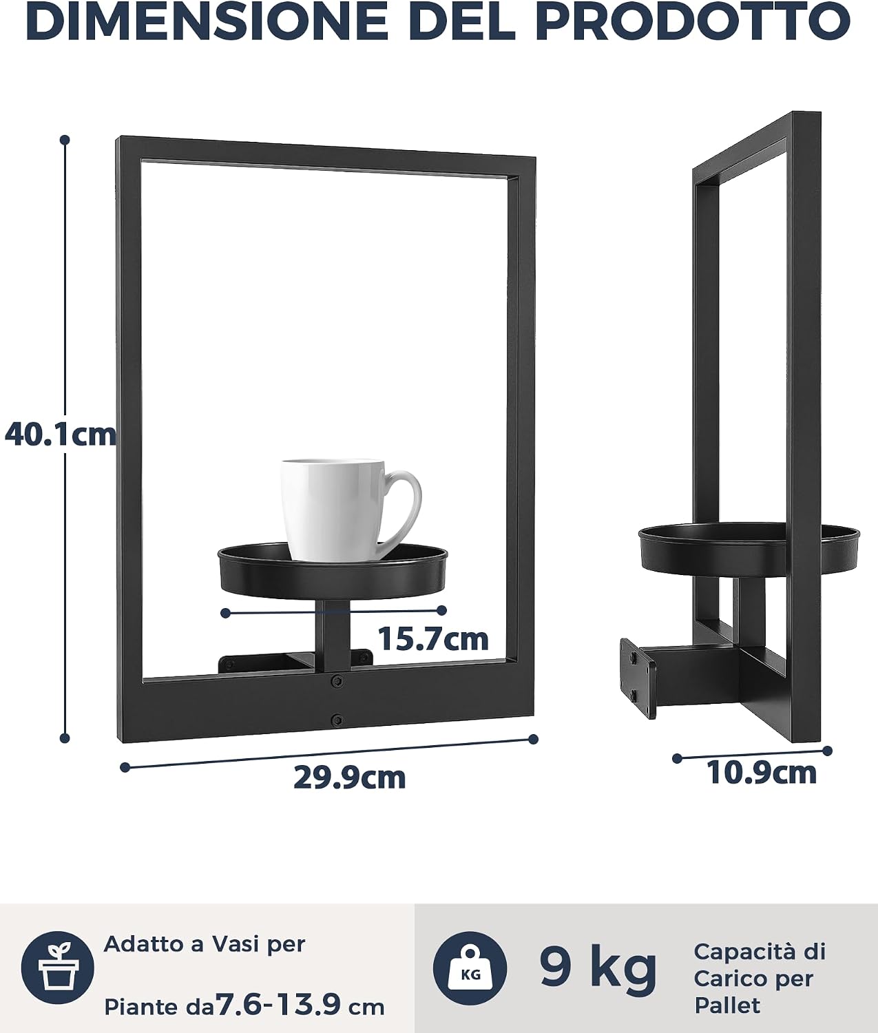 Detalle de Bamworld Fioriere da appendere per piante da interno, confezione da 3 – design cornice e scaffali sospesi