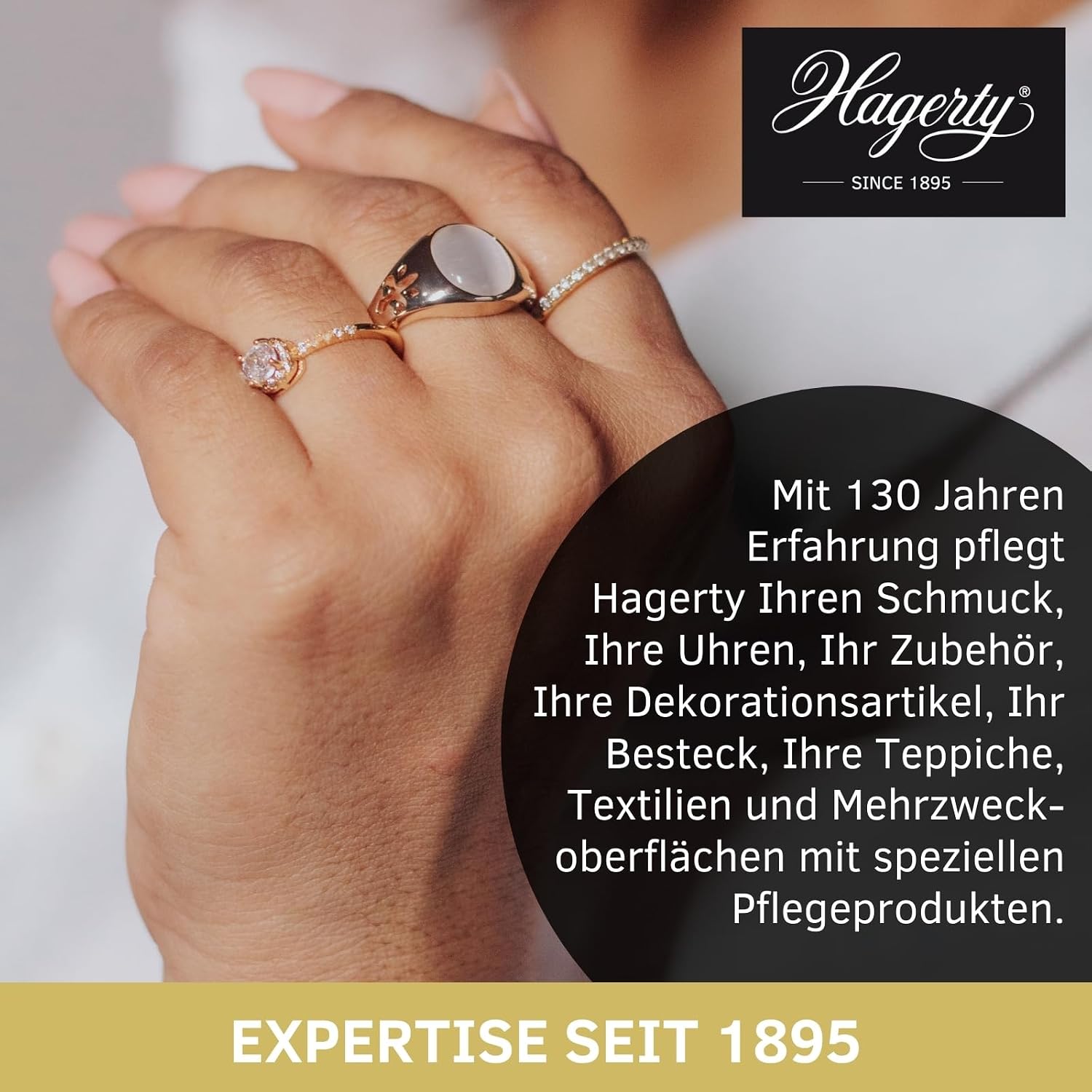 Detalle de Hagerty Jewel Clean Schmucktauchbad für Edelsteine, Gold und Platin – 170 ml