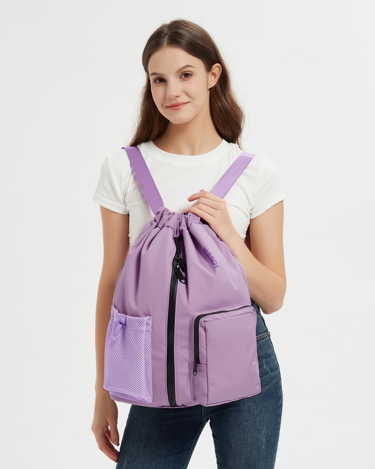 Detalle 2 de WANDF Drawstring Gym Bag: 24L Water-Resistant Sports Bag with Shoes Compartment