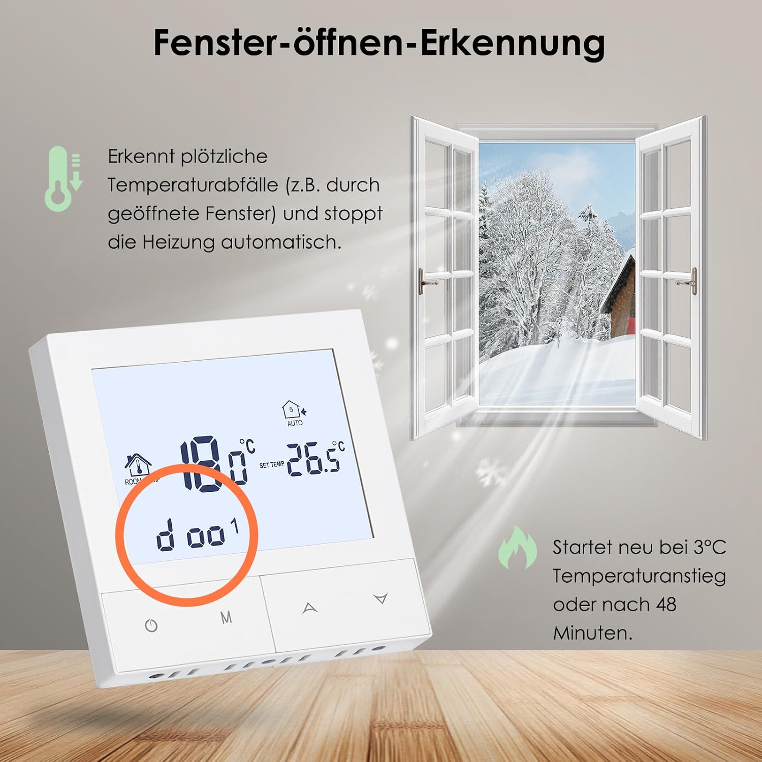 Detalle 2 de Beok TDS72-WP Thermostat 230 V für Fußbodenheizung