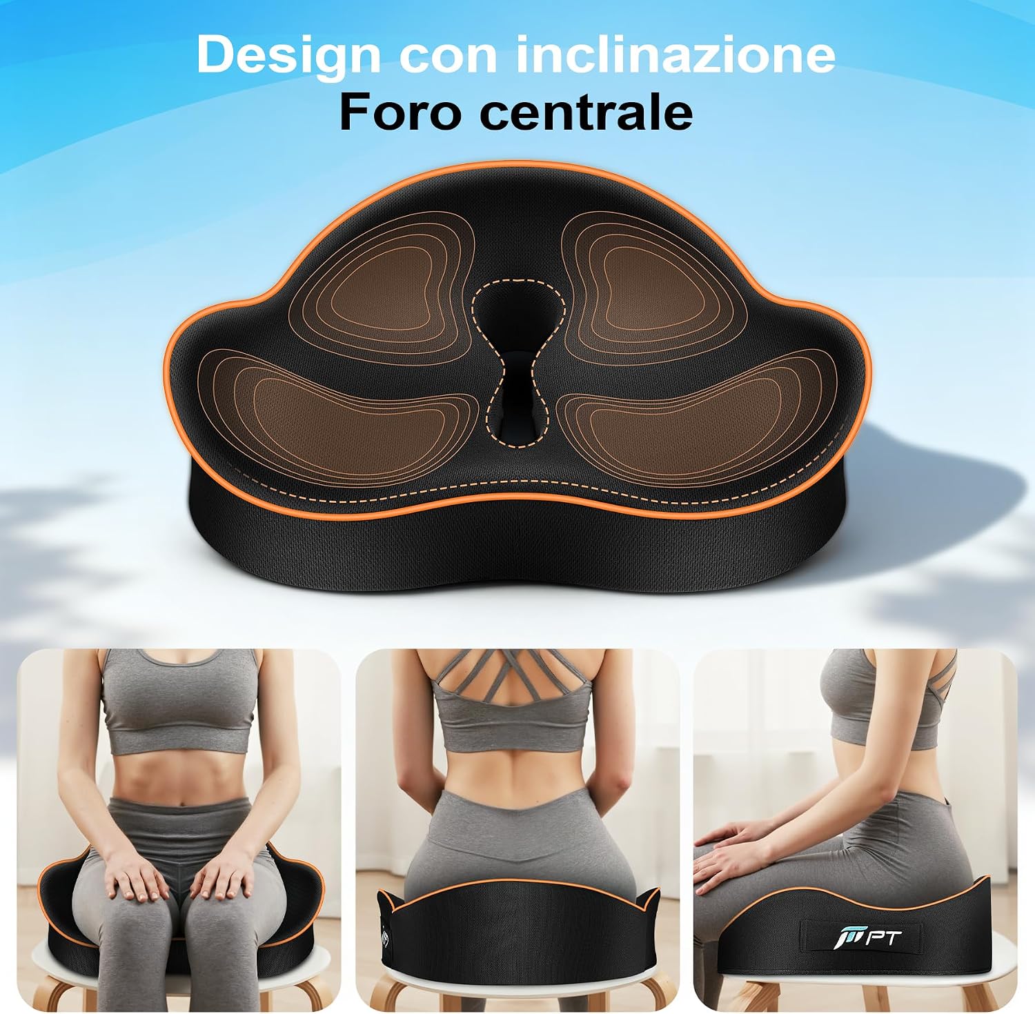 Detalle de POOTACK Cuscino per sedile ergonomico antiscivolo traspirante