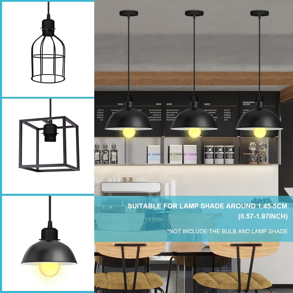 Detalle 2 de AUAUY zestaw 2 oprawek sufitowych E27, czarny, regulowany przewód 90 cm