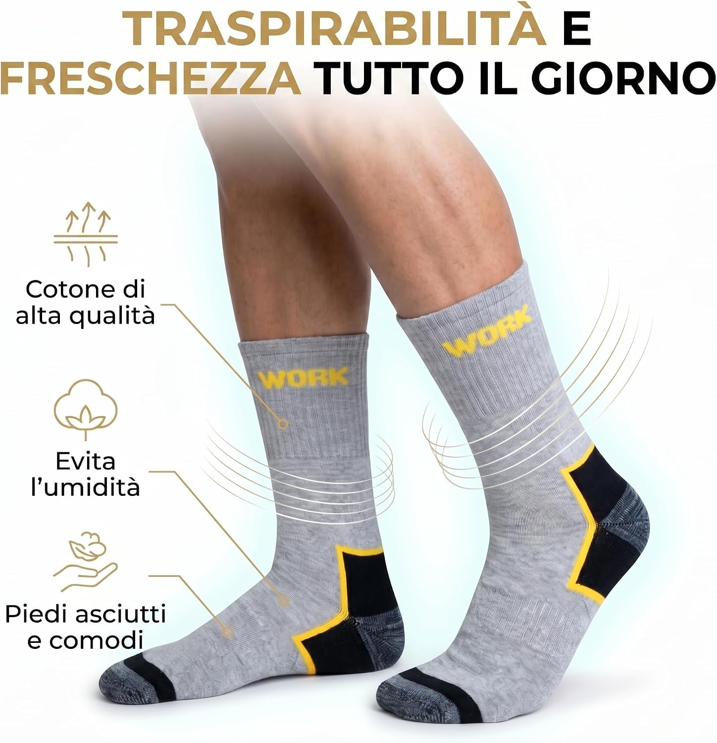 Detalle de PS PROUTHS Calzini da lavoro uomo rinforzati: comfort e protezione per giornate impegnative