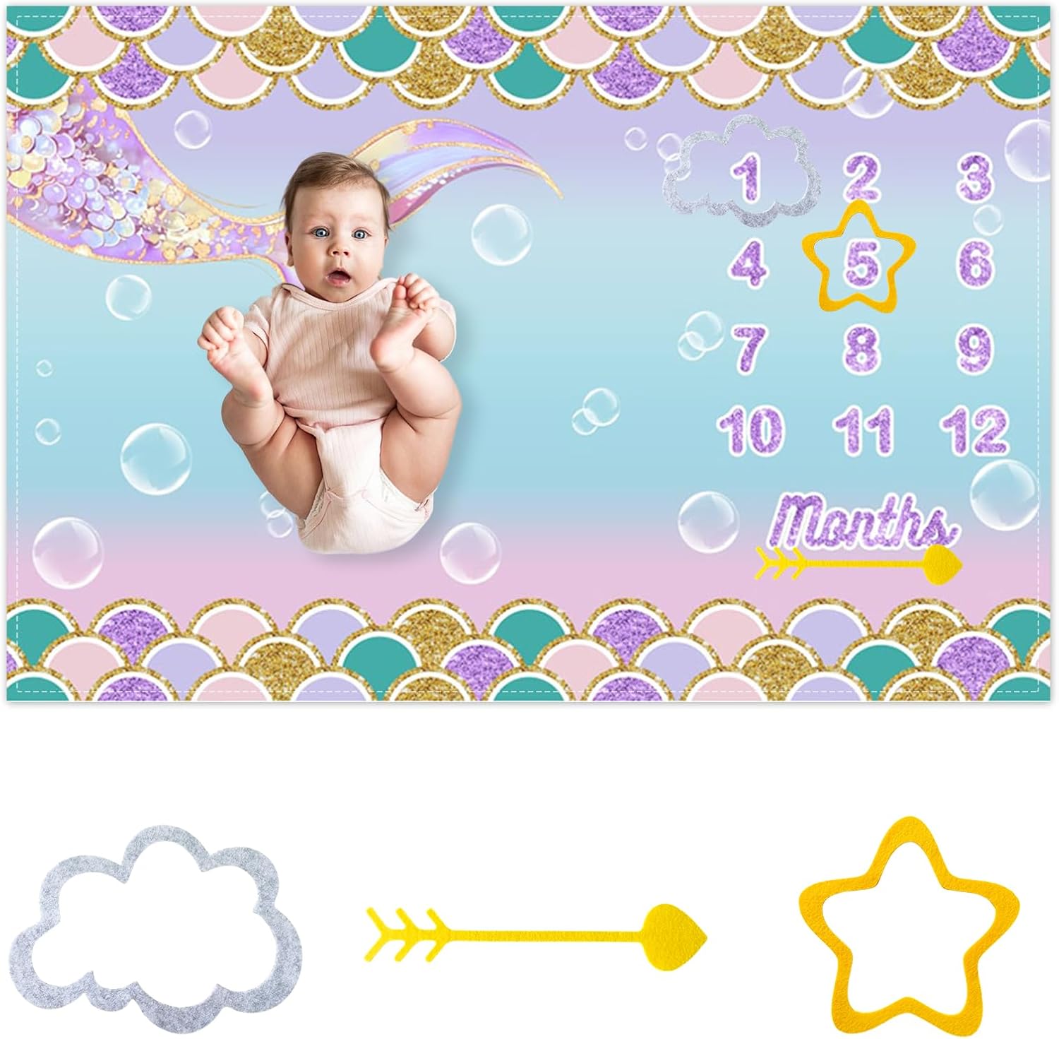 Detalle de CSFOTO Baby Milestone Blanket 60 x 40 Inches