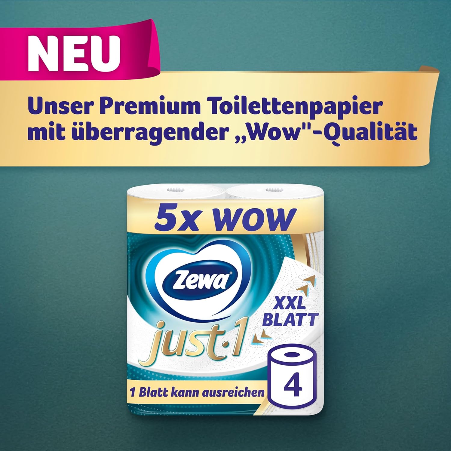 Thumbnail 4 de Zewa Just1 Toilettenpapier 7×4 Rollen, 99 Blatt pro Rolle 🧻