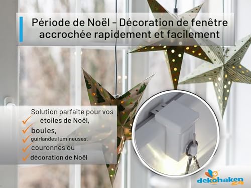 Detalle de Dekondo Lot de 10 crochets de fenêtre blancs à clipser – 10–27 mm