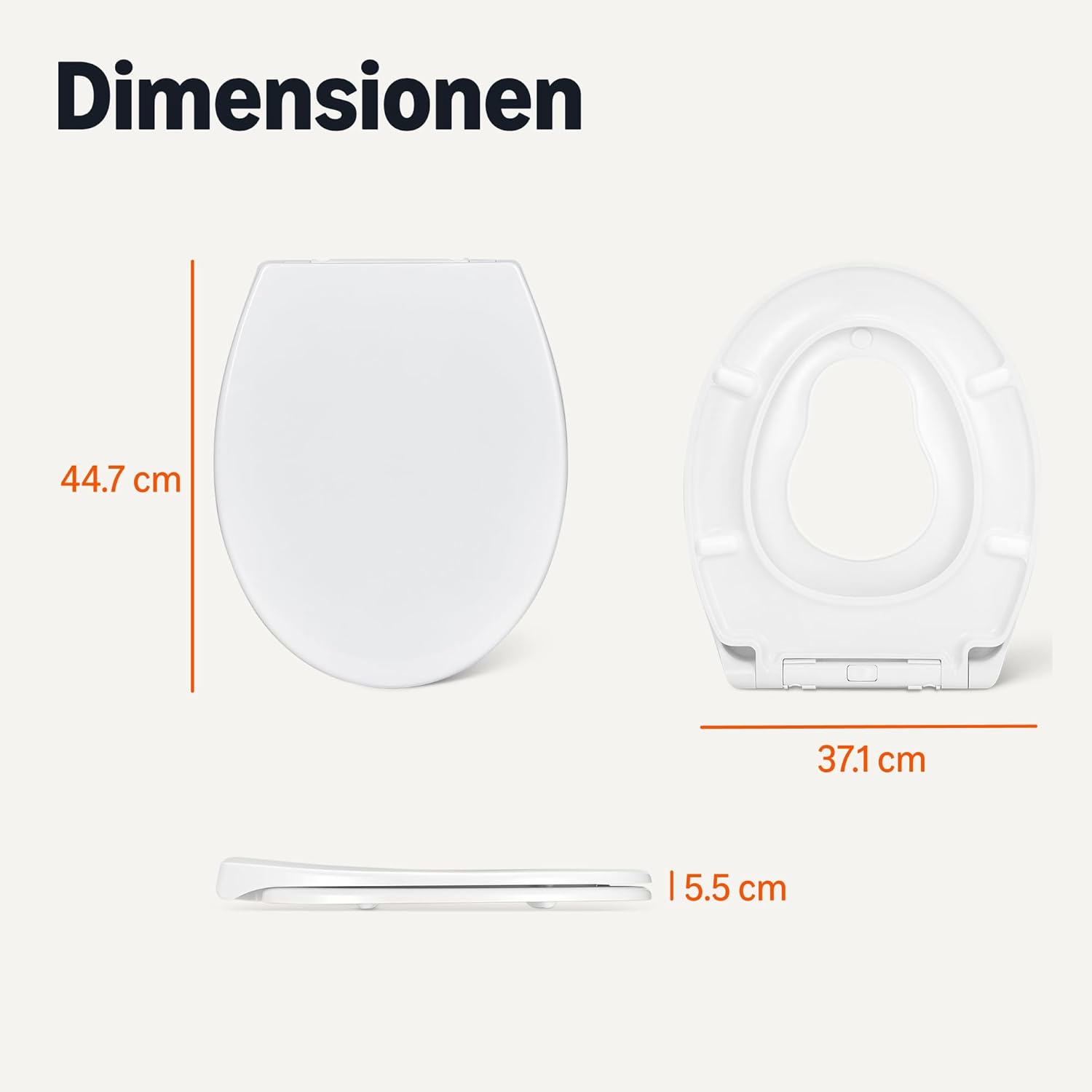 Detalle de Amazon Basics Toilettensitz O-Form mit Kinderring − Soft-Close, Schnellverschluss, Universalgröße