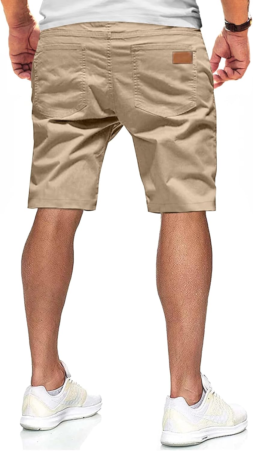 Detalle 2 de JMIERR Kurze Hosen Herren – Sommer-Shorts aus Baumwolle mit elastischer Taille und Taschen