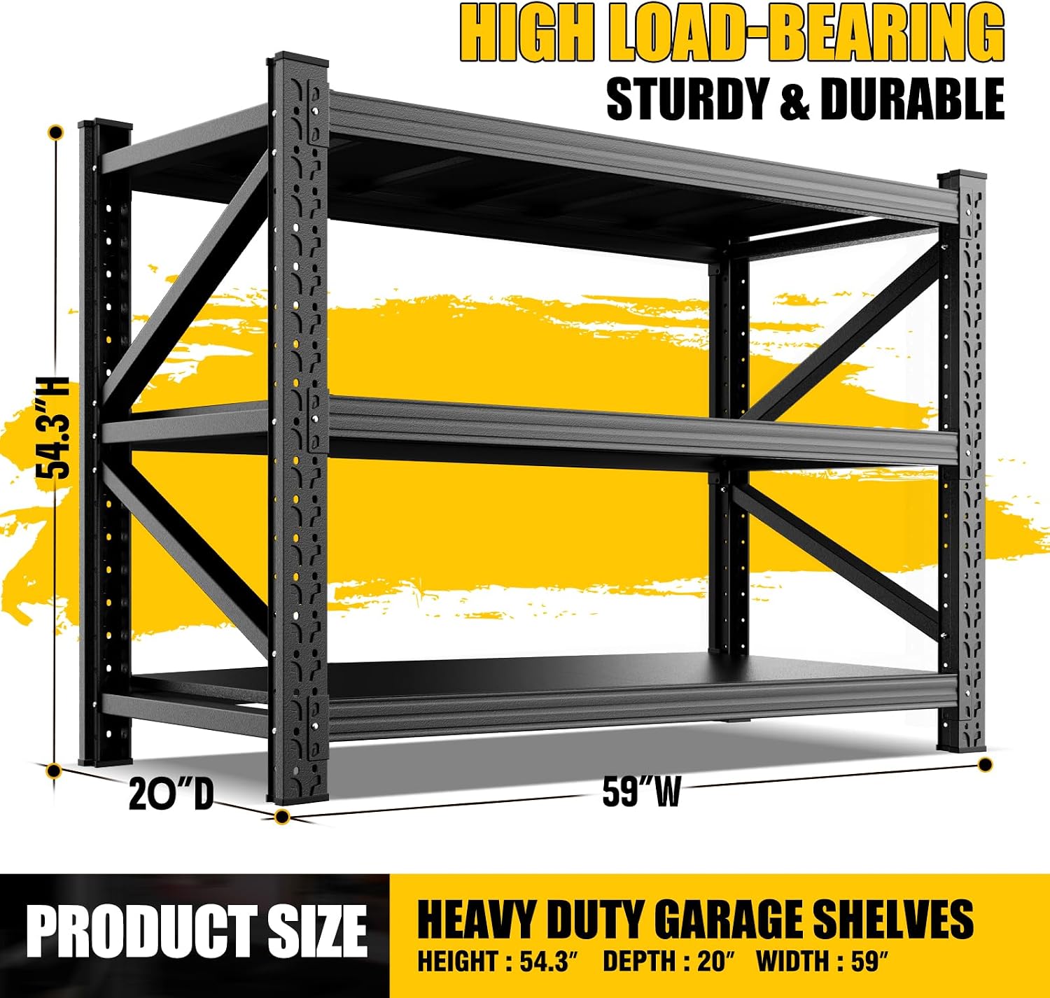Detalle de CCIOBTE 4-Tier Adjustable Metal Garage Shelving, 59" W x 20" D x 54" H