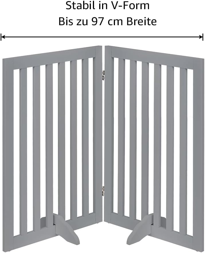 Thumbnail 5 de unipaws 91 cm hohes freistehendes Absperrgitter aus Holz, faltbar & erweiterbar (2-teilig), grau