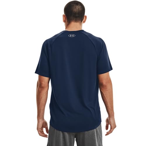 Detalle de Under Armour UA Tech 2.0 SS Tee para hombre — Azul Academy/Graphite (408)