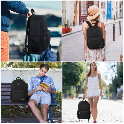 Detalle de YAMTION Black Backpack for Women and Men: 15.6-Inch Laptop Everyday Pack