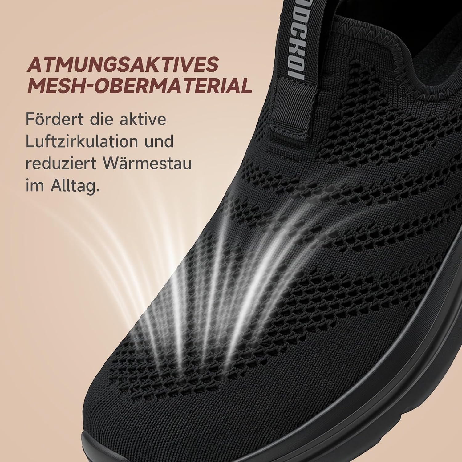 Detalle 2 de ODCKOI Herren Slip On Sneaker mit Mesh – ultraleicht, atmungsaktiv und bequem
