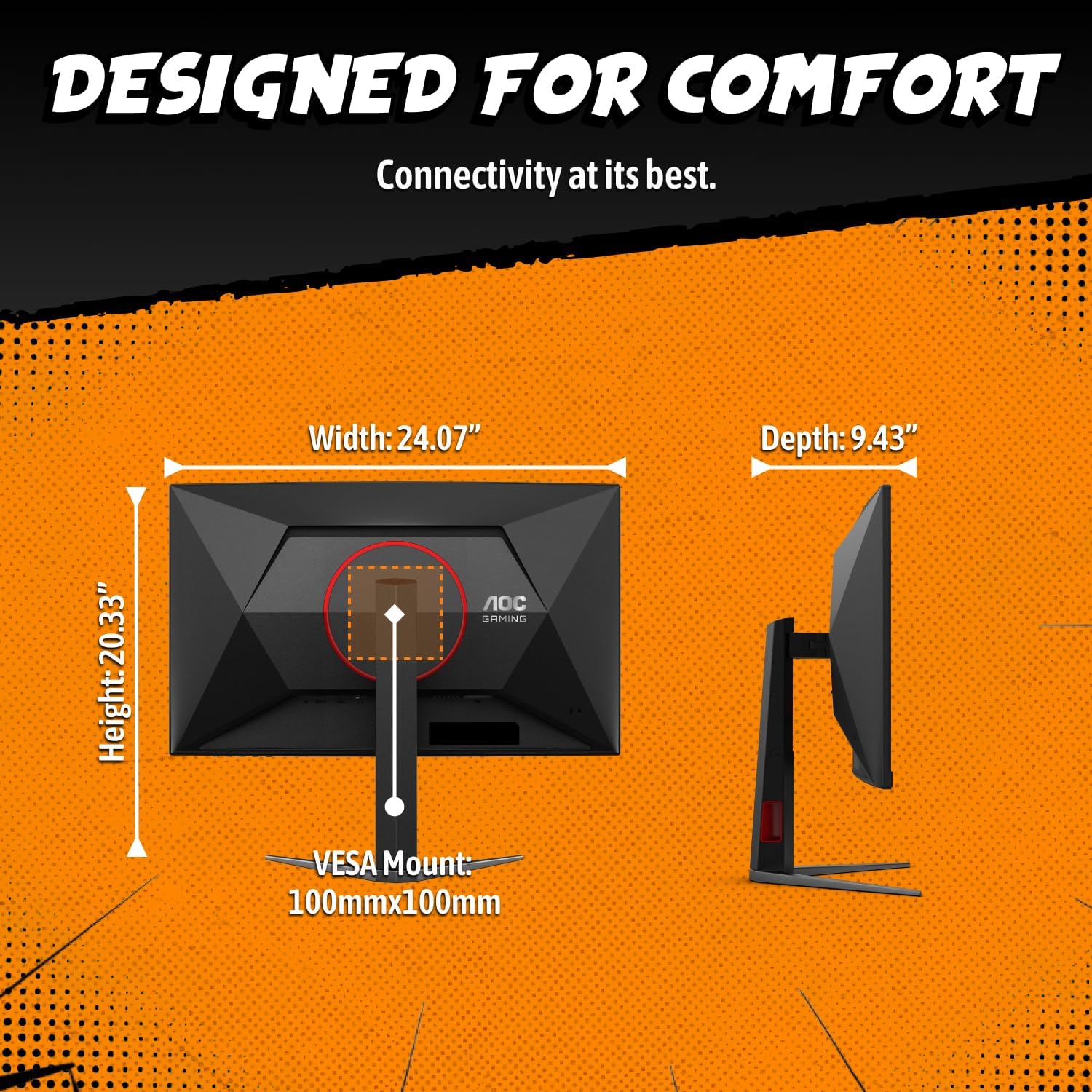 Detalle de AOC 27" Curved Gaming Monitor C27G4ZH: Ultra-Fast 1080p, 1500R VA, FreeSync Premium