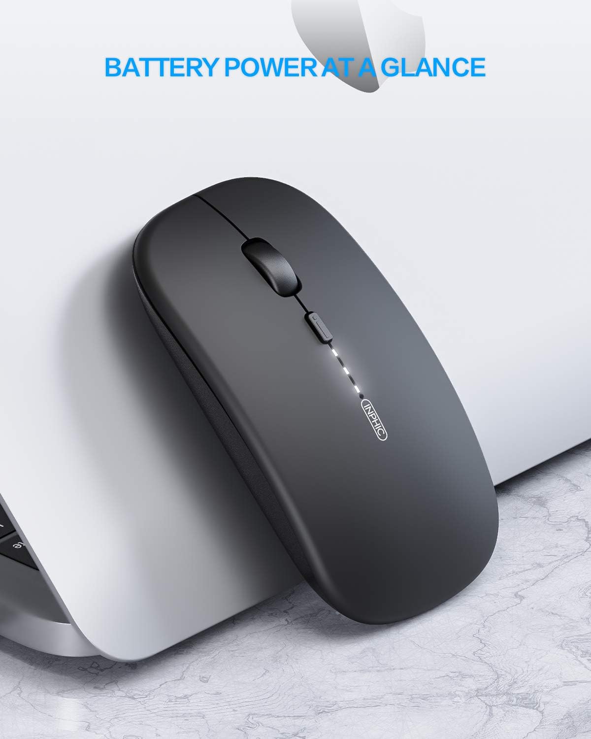 Thumbnail 5 de INPHIC kabellose Maus Ultra Slim, wiederaufladbar, 2,4 GHz, 2400 DPI, leise Klicks – USB-Empfänger für Laptop/PC/Mac