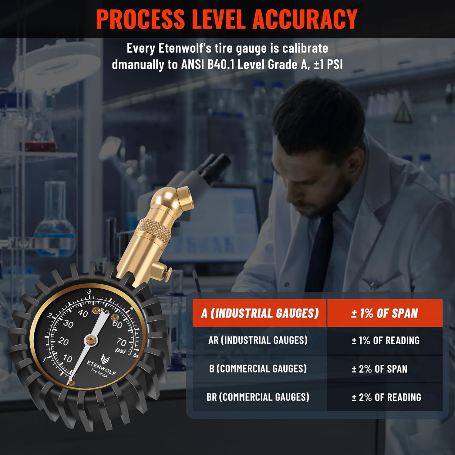 Detalle 1 de ETENWOLF Tire Pressure Gauge 0-75 PSI
