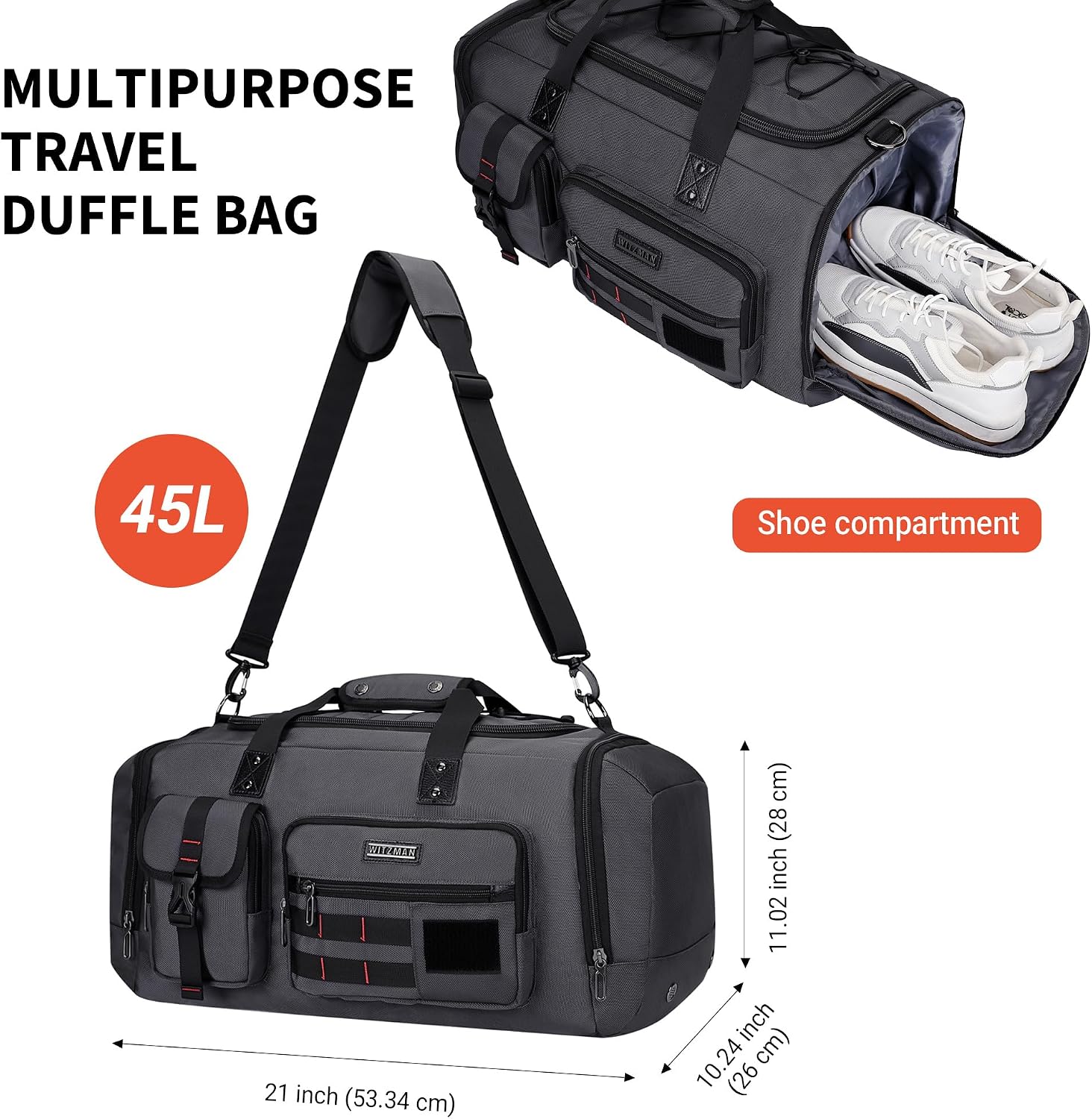 Thumbnail 6 de WITZMAN 45L Reisetasche Duffle 3in1 mit Schuhfach – Groß, 3-in-1 Transporttasche