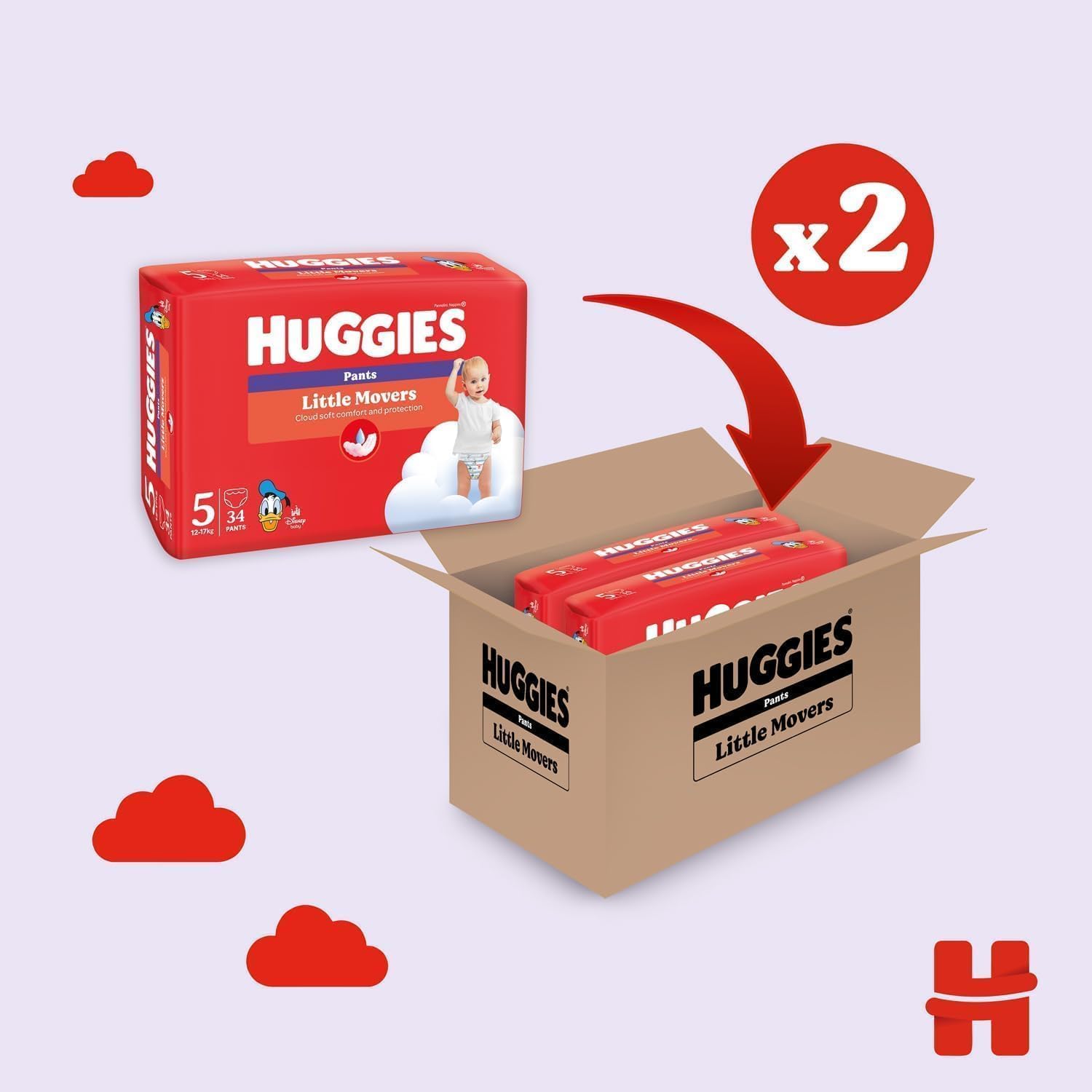 Detalle de Huggies Little Movers Mutandina Taglia 5 (12-17 kg) – Pacco Scorta 68 Pz, Ultra assorbente