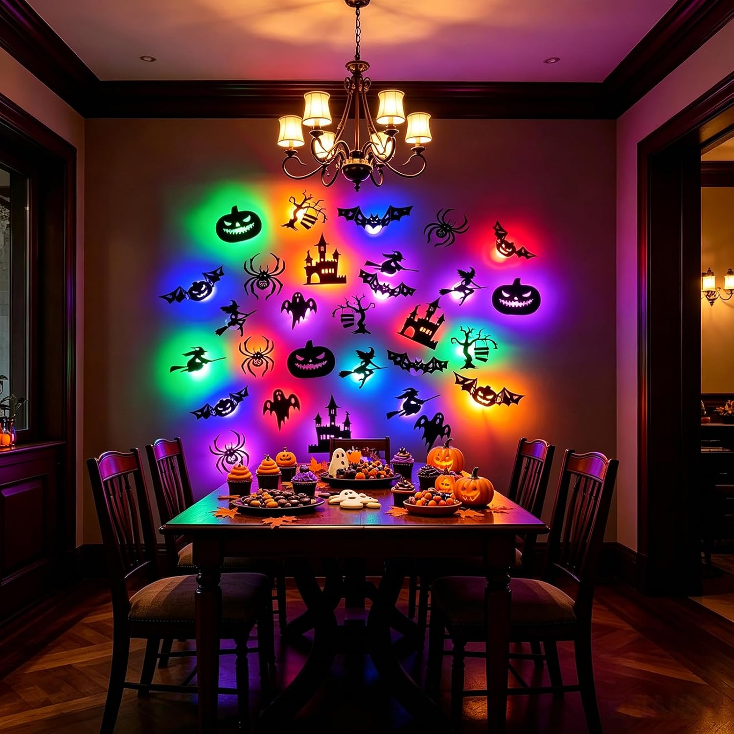 Detalle 1 de KUKUTrue WSJXCDZ629 Halloween-leddecoraties, 30 stuks met meerkleurig knipperlicht