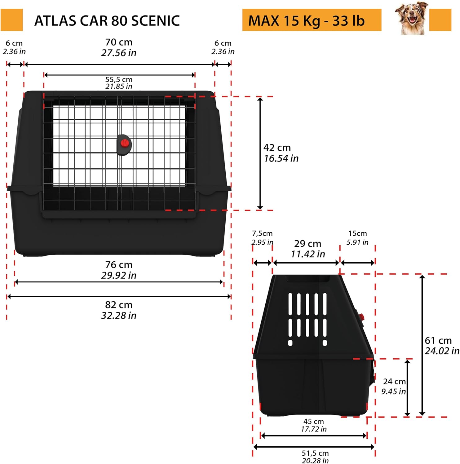 Detalle 2 de Ferplast Atlas Car 82 cm panier chien