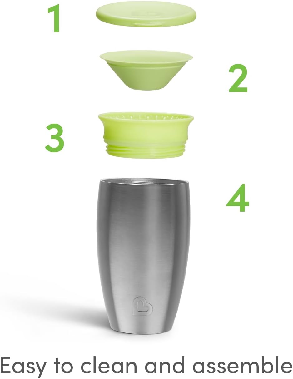 Detalle de Munchkin Miracle 360 Cups: Stainless Steel Toddler Cup, 296ml (10oz), Green