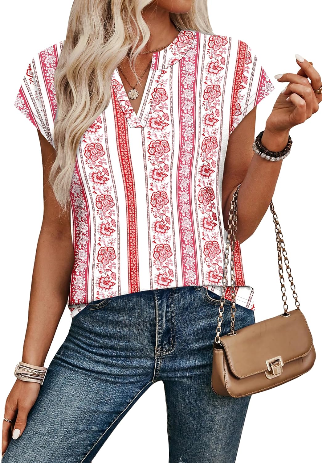 Thumbnail 1 de WIHOLL Women's V Neck T Shirt – Short Sleeve Summer Tee