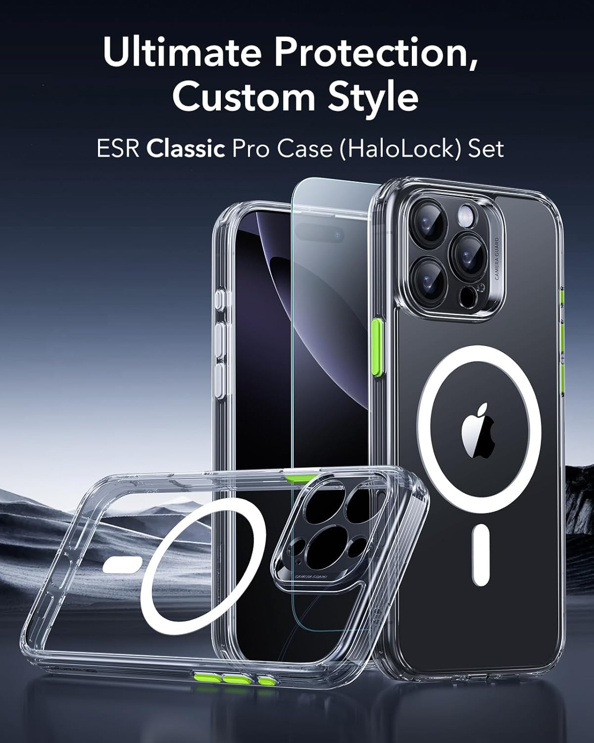 Thumbnail 1 de ESR Coque iPhone 16 Pro Max avec Verre Trempé et Protecteur d'Écran – Série Classic Translucide et MagSafe