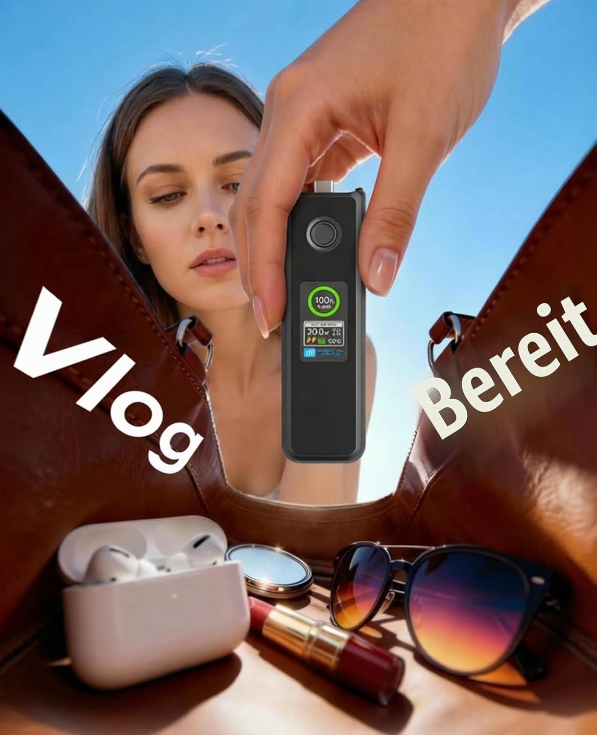 Detalle de Osmo Pocket 4/3 Akku 5000 mAh – 20 W Schnelllade-Batteriegriff für DJI Pocket 3/4 mit LCD-Display