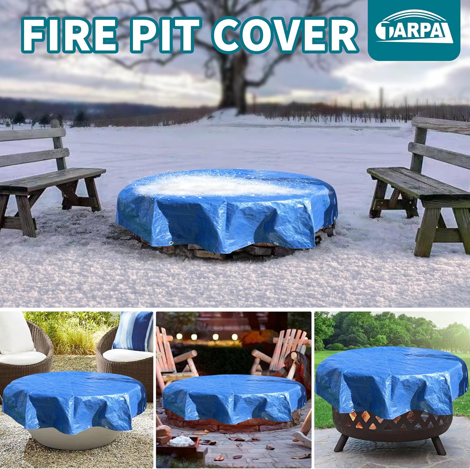 Thumbnail 2 de TARPAL 26ft Round Waterproof 8mil Poly Tarp Pool Cover (Blue/Black)