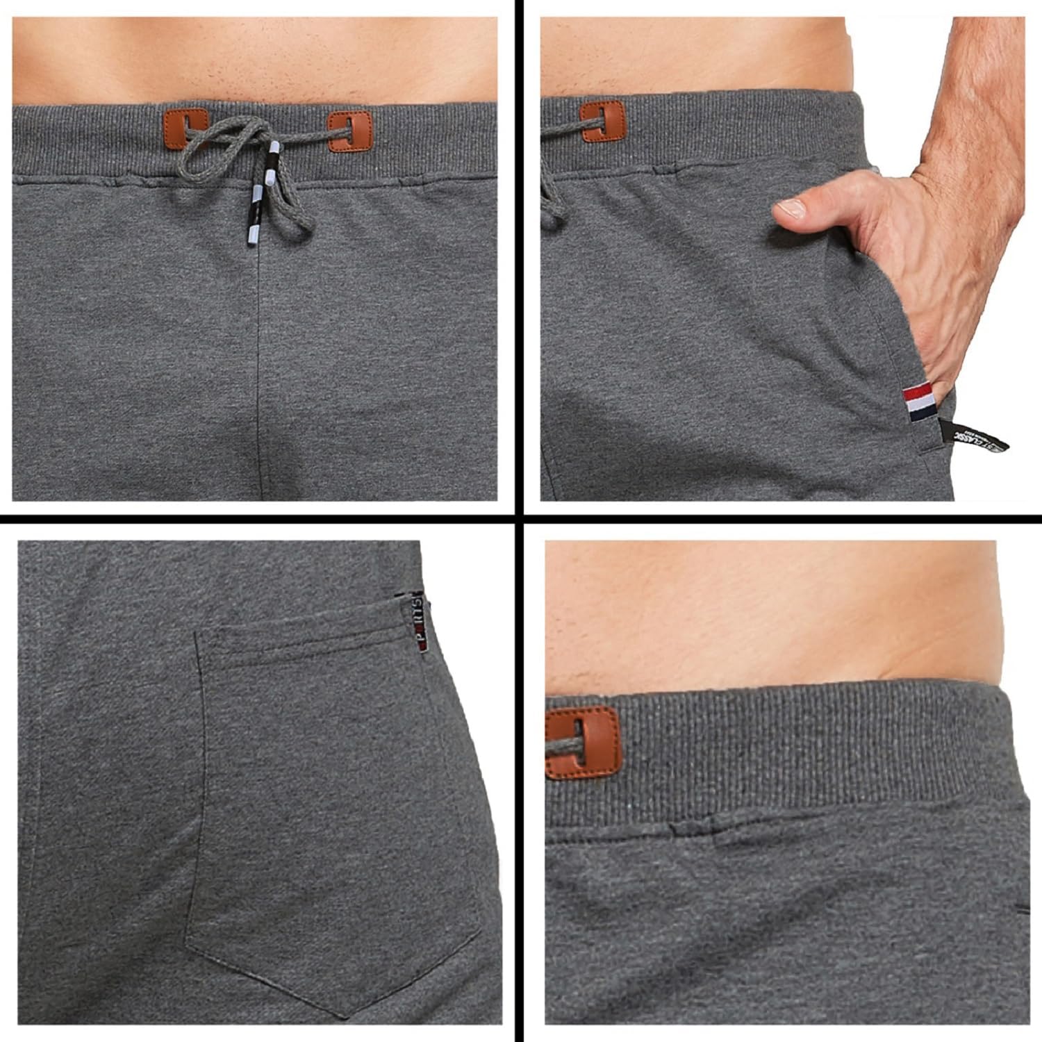 Detalle 2 de ZOXOZ Kurze Hosen Herren Shorts Sports Baumwolle mit Reißverschluss Elastische Taille