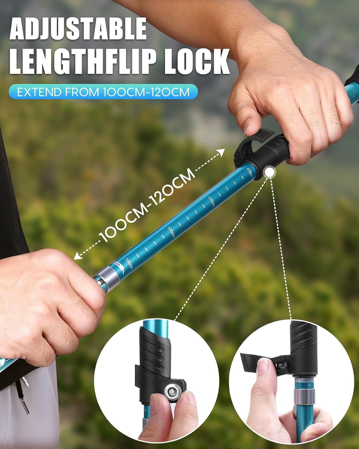 Thumbnail 4 de covacure Trekking Poles - Blue, 7075 Aluminum Folding Hiking Poles