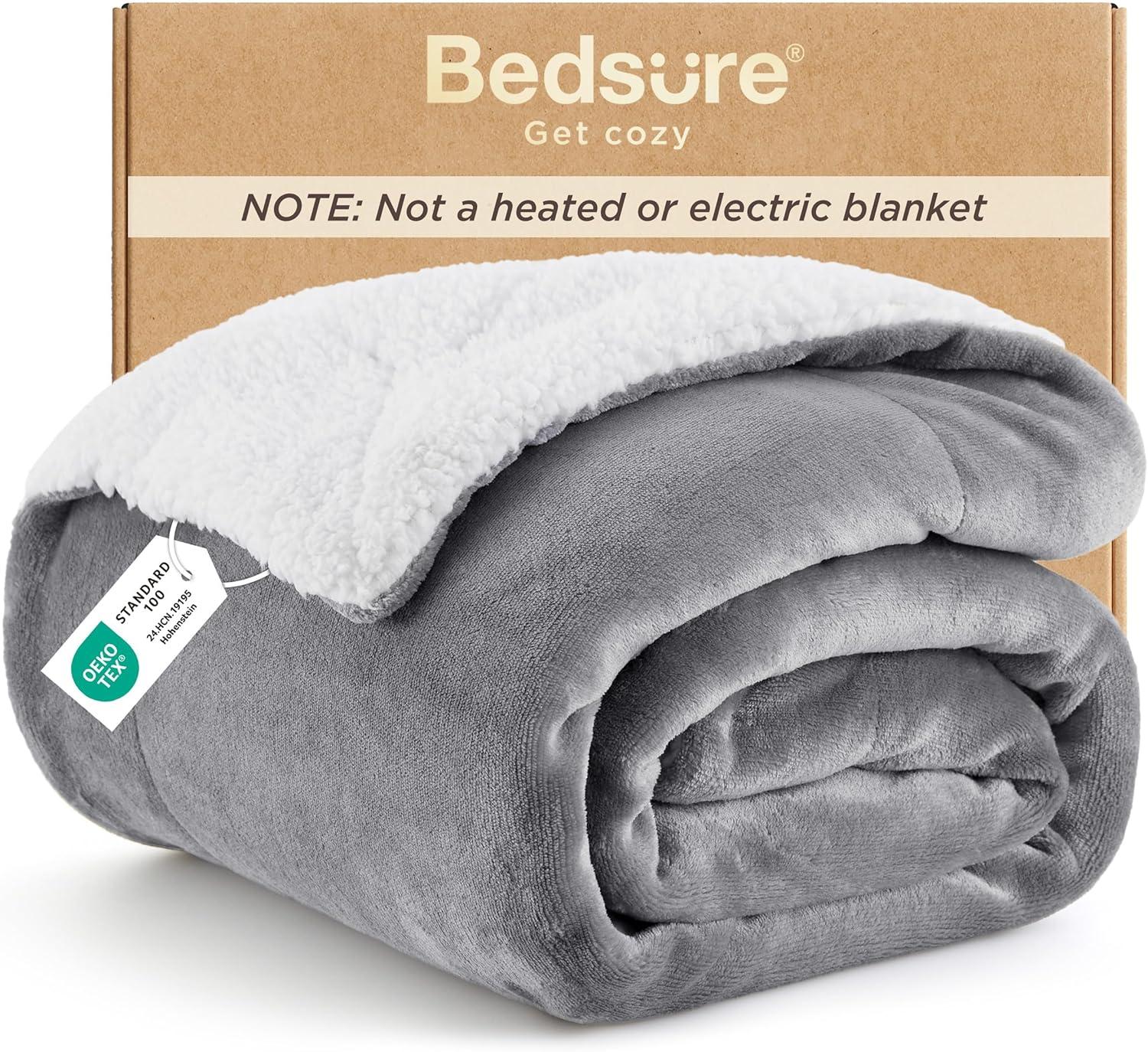 Thumbnail 6 de Bedsure Sherpa Fleece Throw Blanket – Thick, Warm and Reversible 130x150cm (Light Grey)