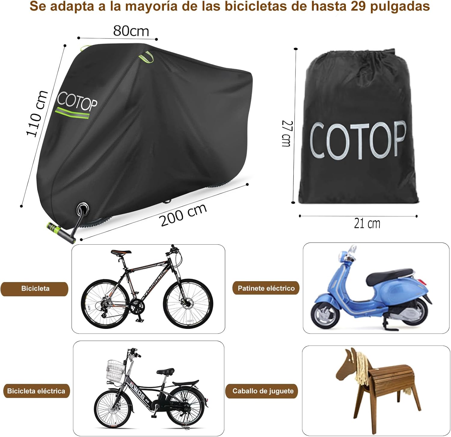 Thumbnail 4 de COTOP Funda para Bicicleta 200x80x110 cm impermeable