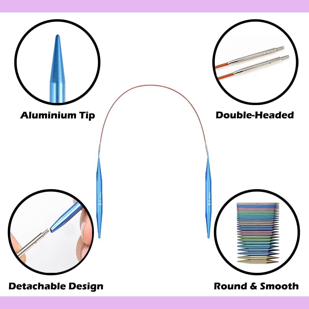Detalle 2 de Knitiss 13 Pairs Circular Needles 3.0–10.0mm