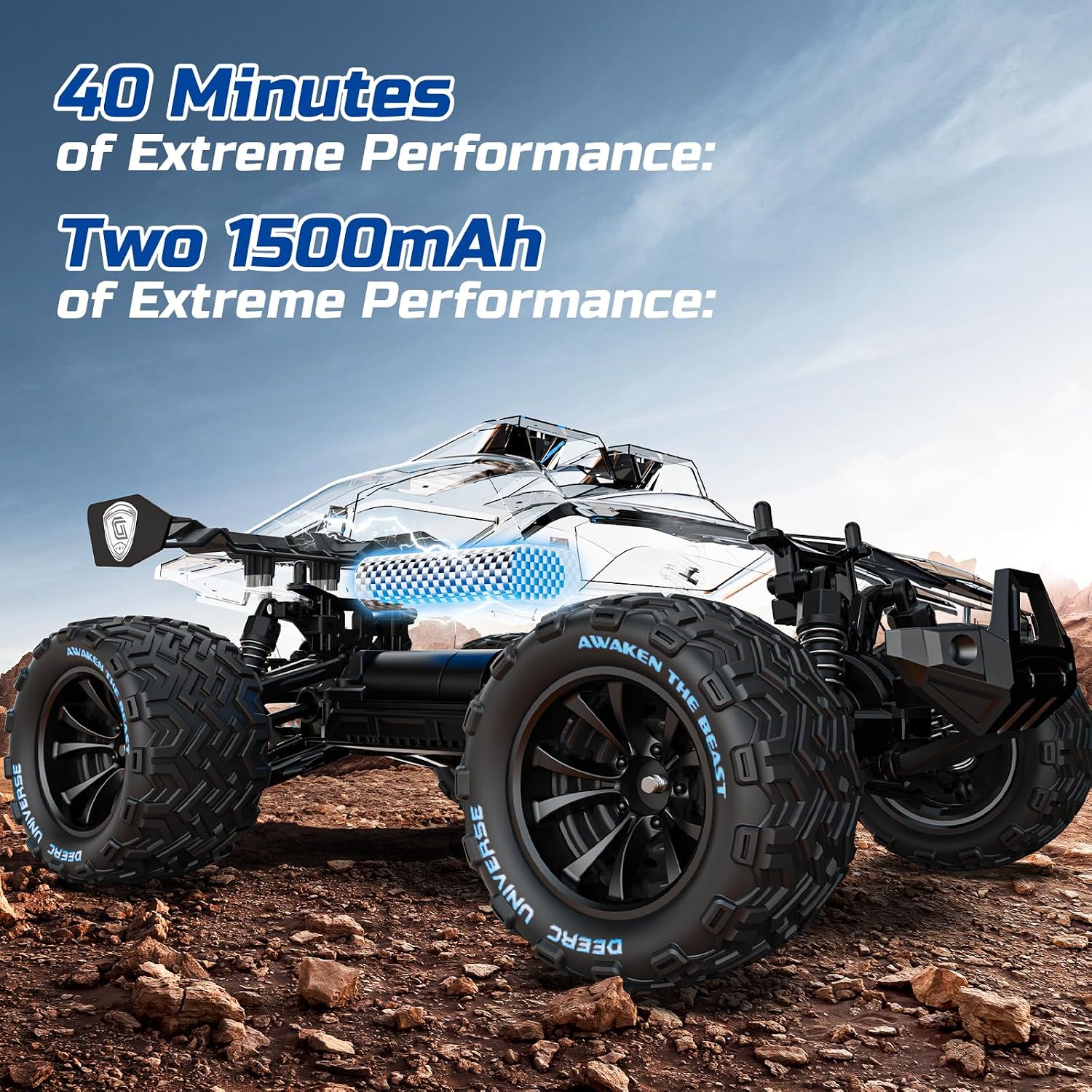 Detalle 2 de DEERC 9003E RC-All-Terrain Truck 40 km/h