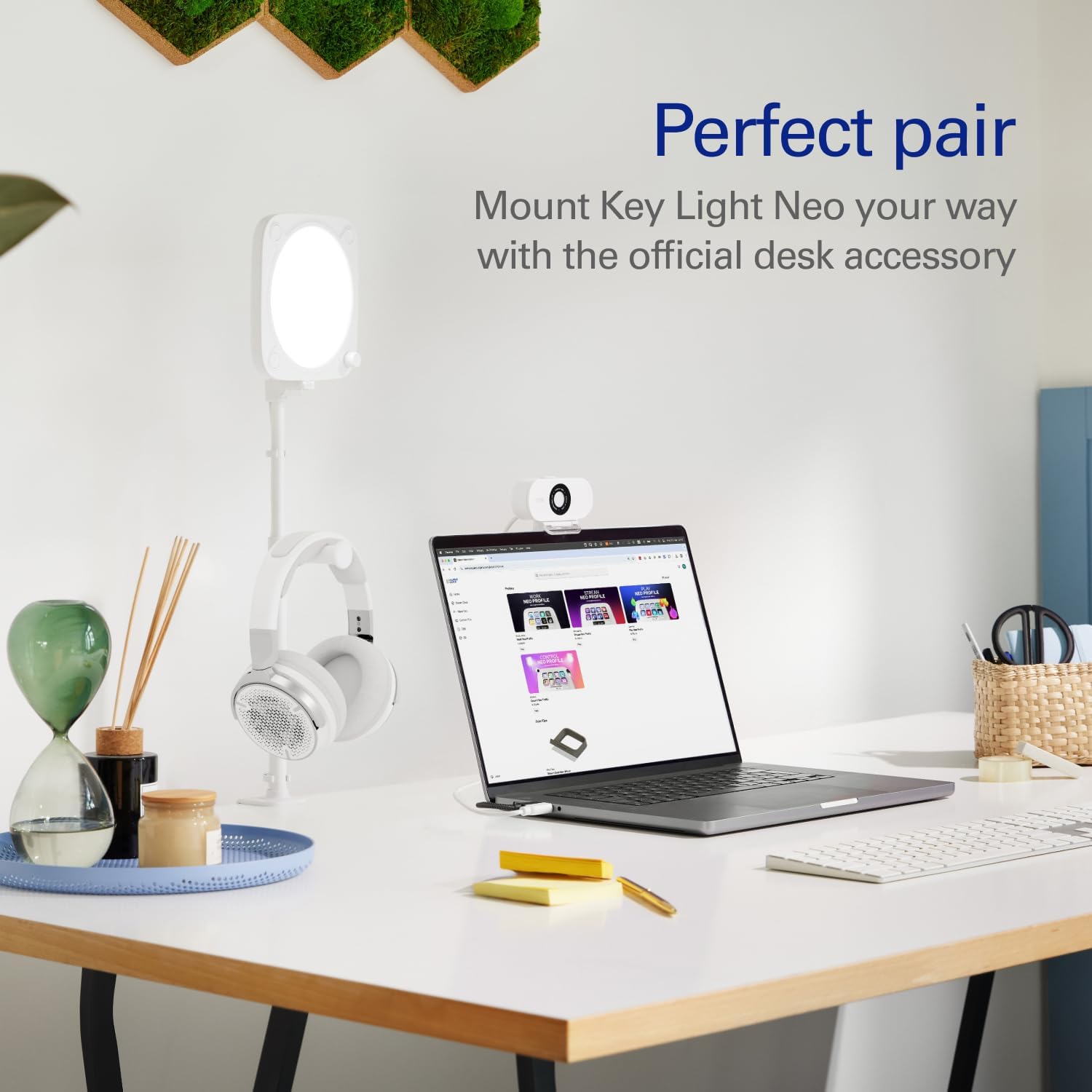 Detalle de Elgato Clamp pour Key Light Neo – Support de bureau sur bord, réglable et pratique