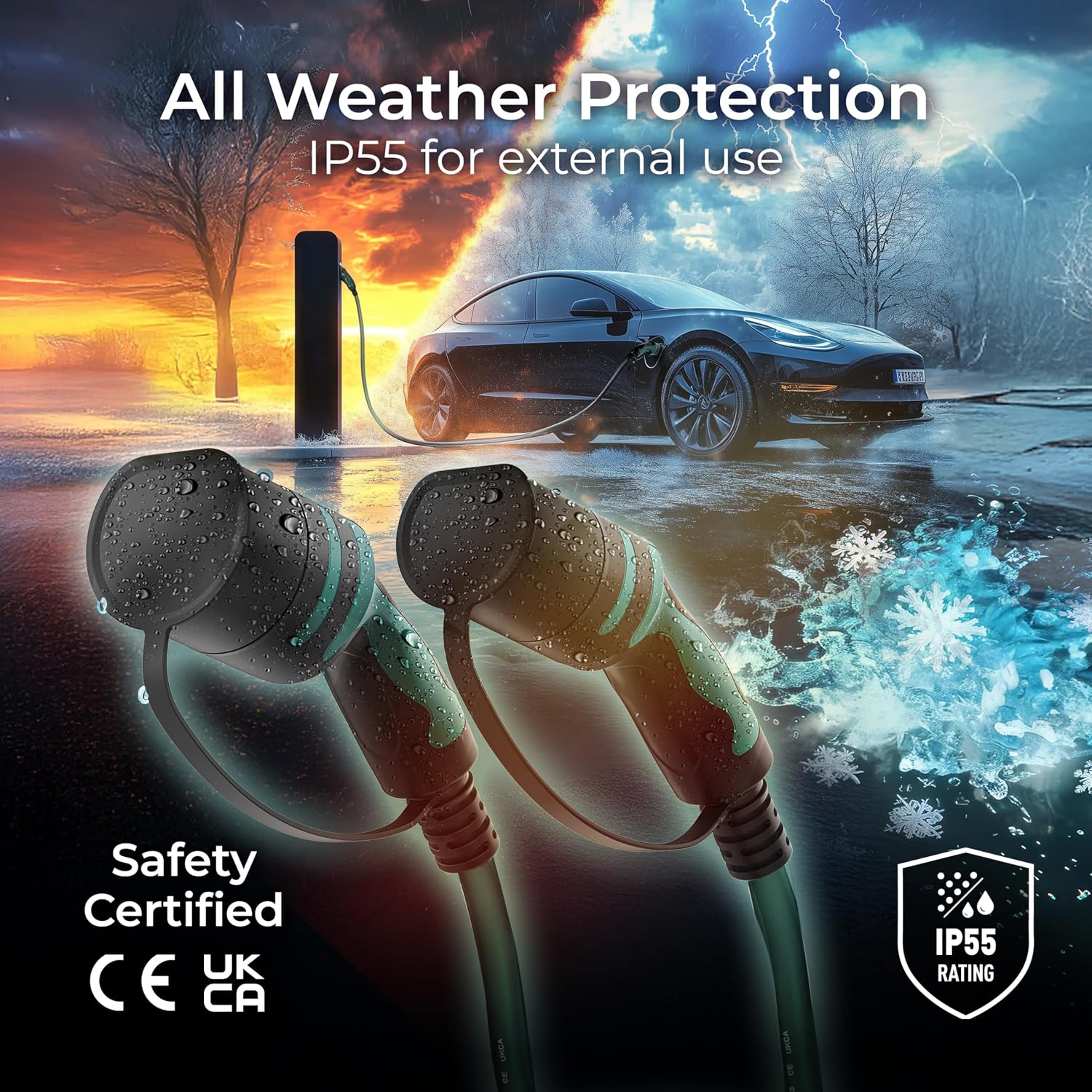 Detalle de Masterplug Cavo di Ricarica EV Modo 3 5 m: Tipo 2 a Tipo 2, 7,4 kW, custodia incl., IP55