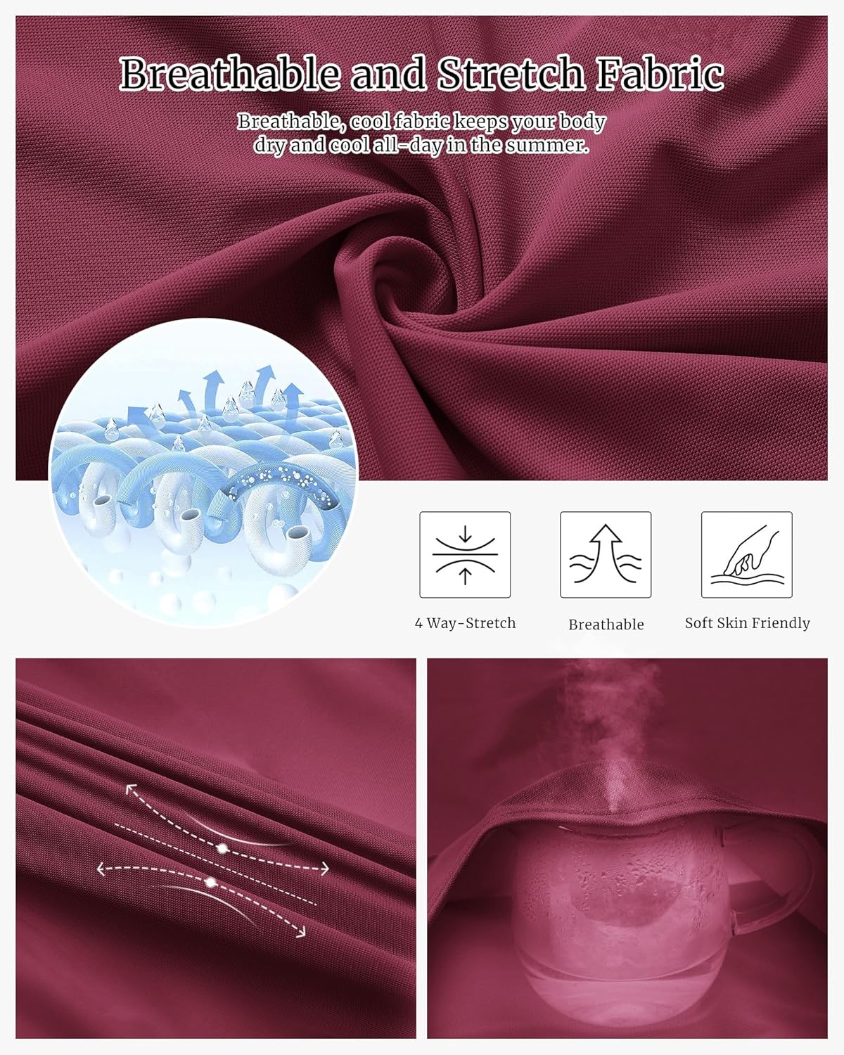 Detalle 2 de 33,000ft Damen Polo Golfshirt mit UV-Schutz UPF50+ – schnelltrocknend, atmungsaktiv und vielseitig