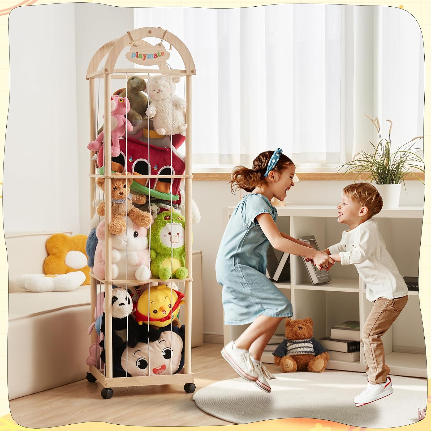 Detalle 1 de Stofftier-Aufbewahrungs-Organizer 156 x 39 x 39 cm