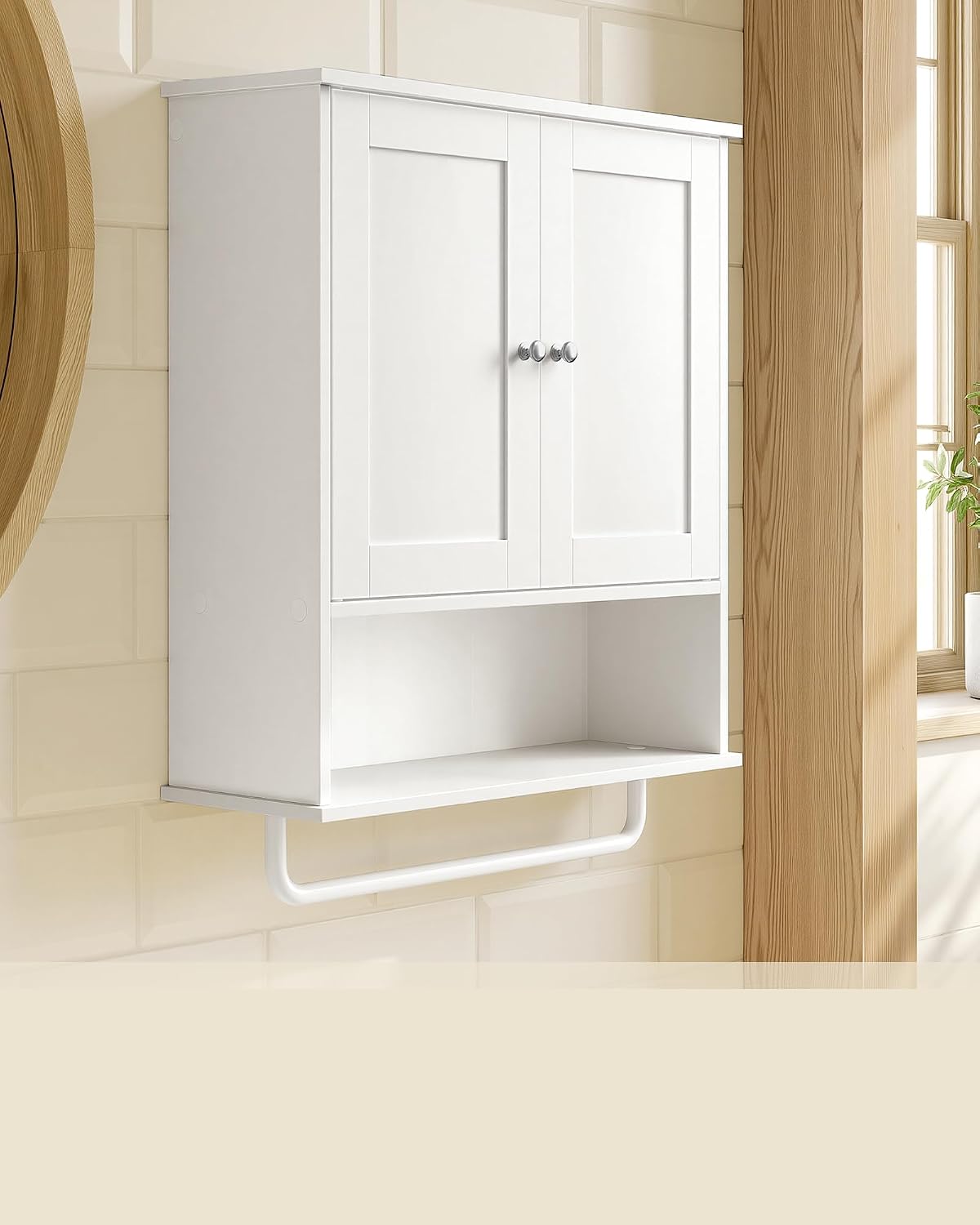 Thumbnail 4 de VASAGLE Siren Collection BBK149WB01 Wall-Mounted Bathroom Cabinet with Towel Bar