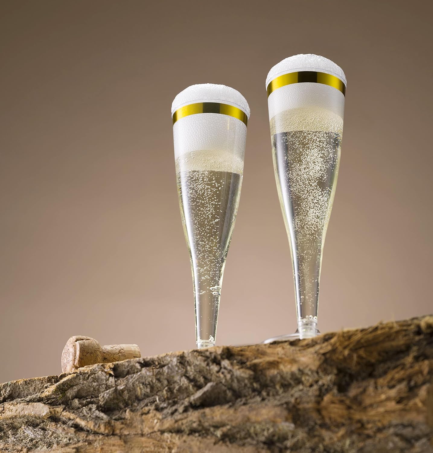 Thumbnail 6 de Munfix 100 Pack Gold Plastic Champagne Flutes, 5 Oz - Elegant Disposable Stemware for Any Celebration